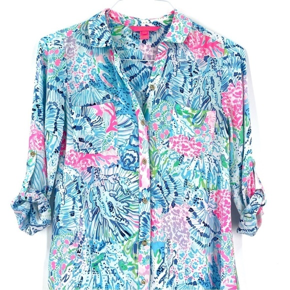 Lilly Pulitzer Natalie Shirtdress Buttondown Tunic Mini Dress Coverup - Picture 4 of 8